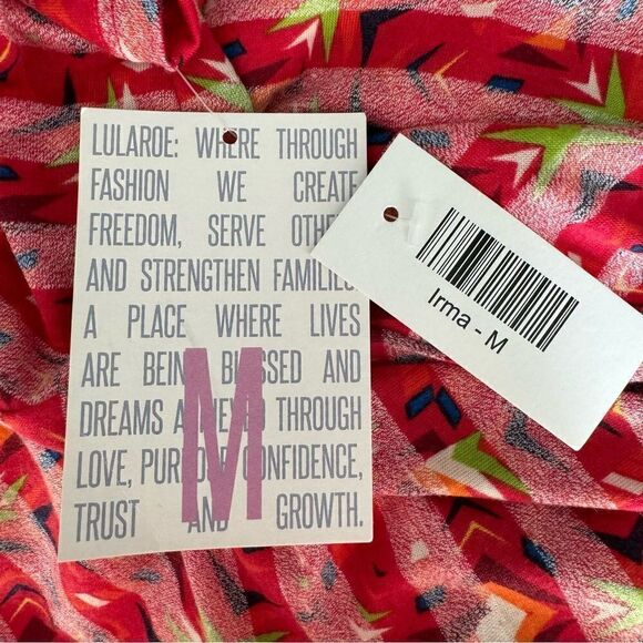 LuLaRoe Irma Red Colorful Top High Low Size M - Picture 10 of 12